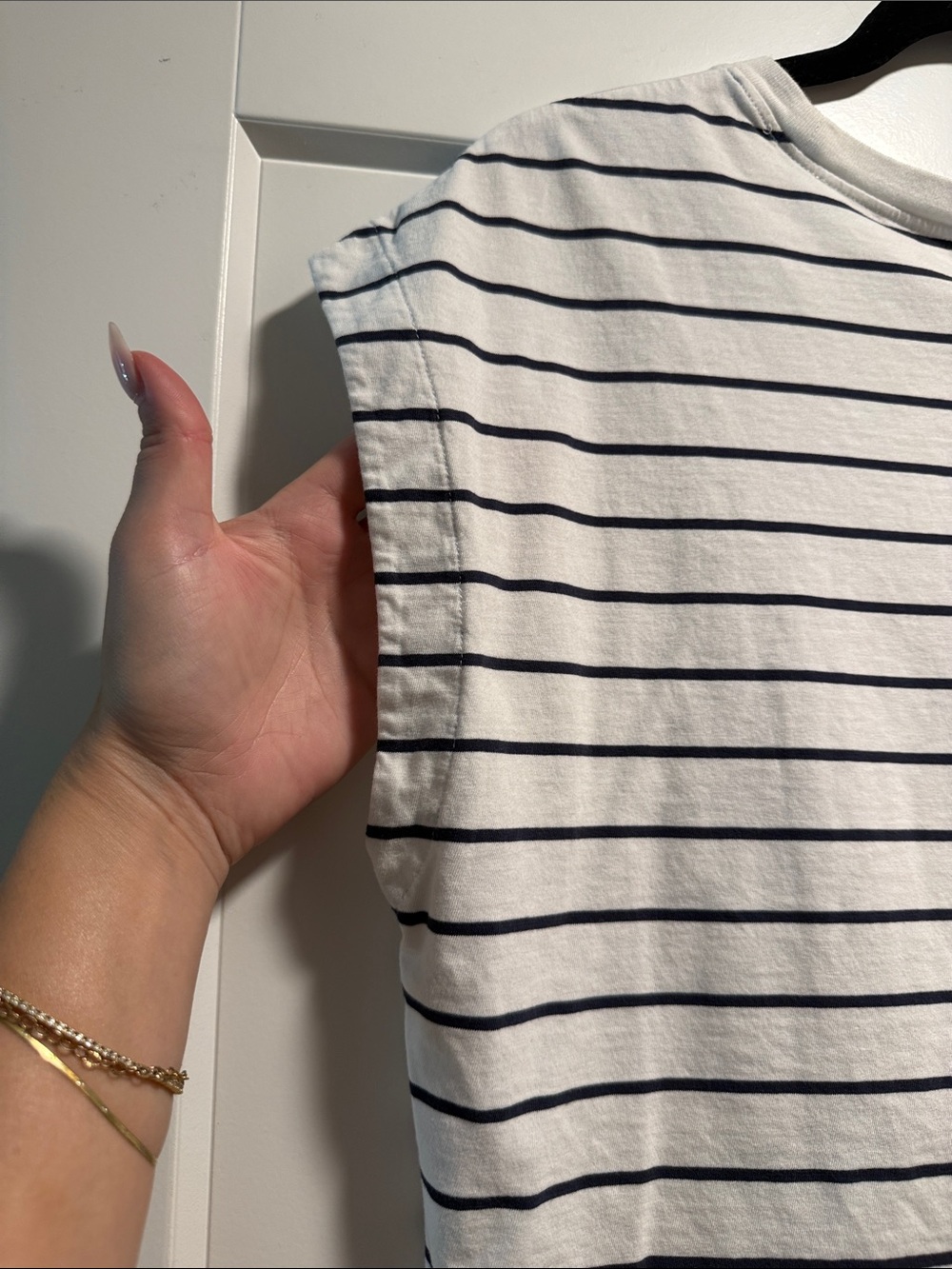 Madewell White and Navy Striped Tie-Front Crop Top - Picture 3 of 3